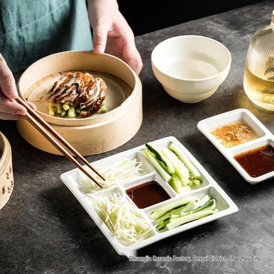 Japanese Roast Duck Seasoning Ceramic Compartment Plate for Restaurants and Hotels