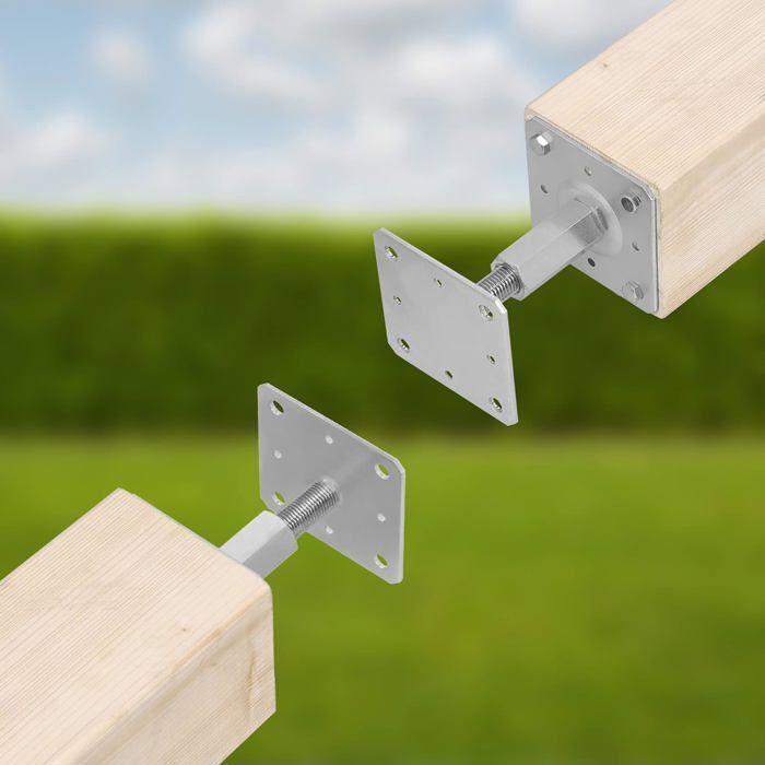 Post Support 80 X 80 Mm - Adjustable Height from 90 To 150 Mm - Galvanized Screw-in - KOTARBAU®