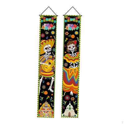 Halloween Banner Outdoor Skull Door Hanging Scary Lightweight Skeleton Couplets Front Porch