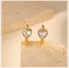 Heart Shape Cubic Zirconia Golden Hoops Earrings Women, Waterproof Stainless Steel Circle Huggies Small Ear Buckle Female Gift