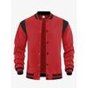 Giacca da baseball da uomo casual sportiva high street con fodera in pile, apertura frontale, inserti, colletto alla coreana, stile aviatore