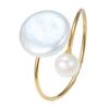 Large Natural Baroque Freshwater Pearl Open Ring Wrapped In Gold, Versatile High-end Finger Ring Ins Female Niche