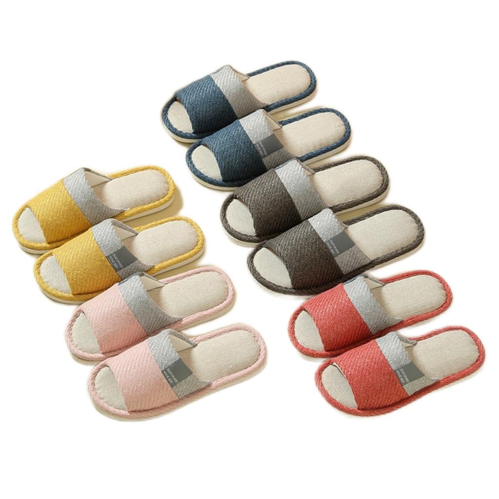 

manshyue Гостевой набор льняных комнатных тапочек для мужчин и для дома, 5 размеров см, тапочки, 5, женские, с открытым носком, моющиеся, дышащие, обувь на круглый год, весна,