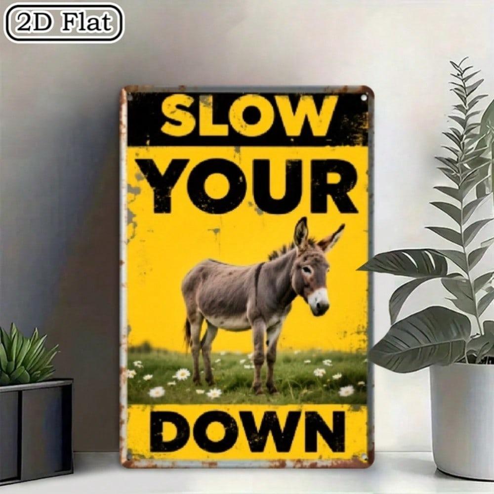 Metal Wall Art Vintage Donkey Poster Farmhouse Decor 7.8x11 Inch