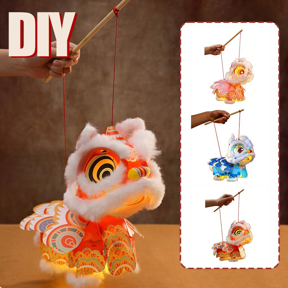 DIY Lion Dance Lantern Chinese Lanterns Chinese New Year  Decoraitons DIY Lantern Hanging Ornament Spring Festival Christmas