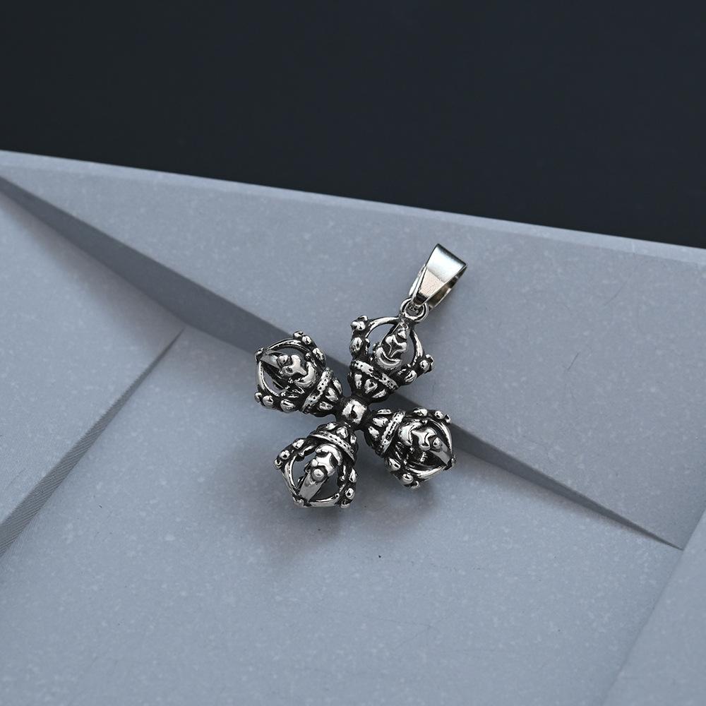 Chinese Style Cross Vajra Pestle Pendant Necklace Female High Sense Niche Cold Wind Collarbone Chain