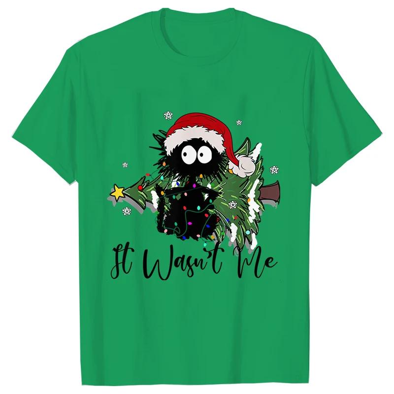 It Wasn's Me Christmas Cat Men T-shirt Christmas Tree Casual Fashion Xmas Aesthetic Short Sleeve Tees