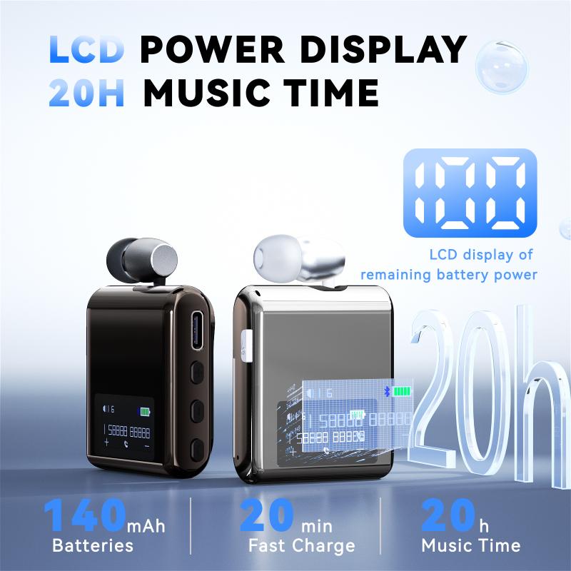 K89/K75 Lavalier Business Bluetooth 5.4 Căști Wireless Vorbire/Muzică 20H Afișaj Digital LCD Căști HIFI Cu Microfon Anulare Zgomot