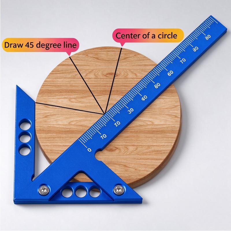 1Pcs 45°/90° Angle Ruler Aluminum Alloy Center Finder Line Gauge & Angle Marking Ruler For Carpenter Marking Measurement Tool
