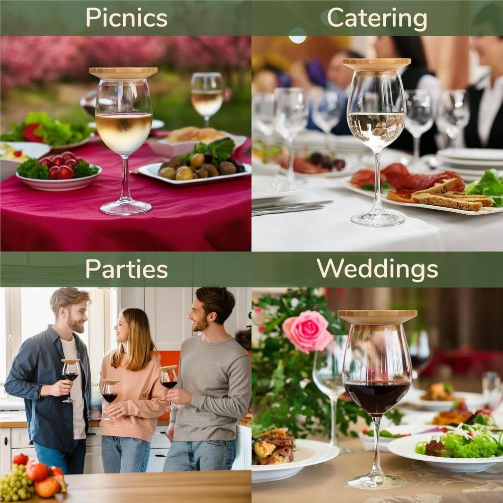 4Pcs Handmade Wine Glass Topper Leakproof Wooden Red Wine Lid Wine Glass Covers Bar Supplies