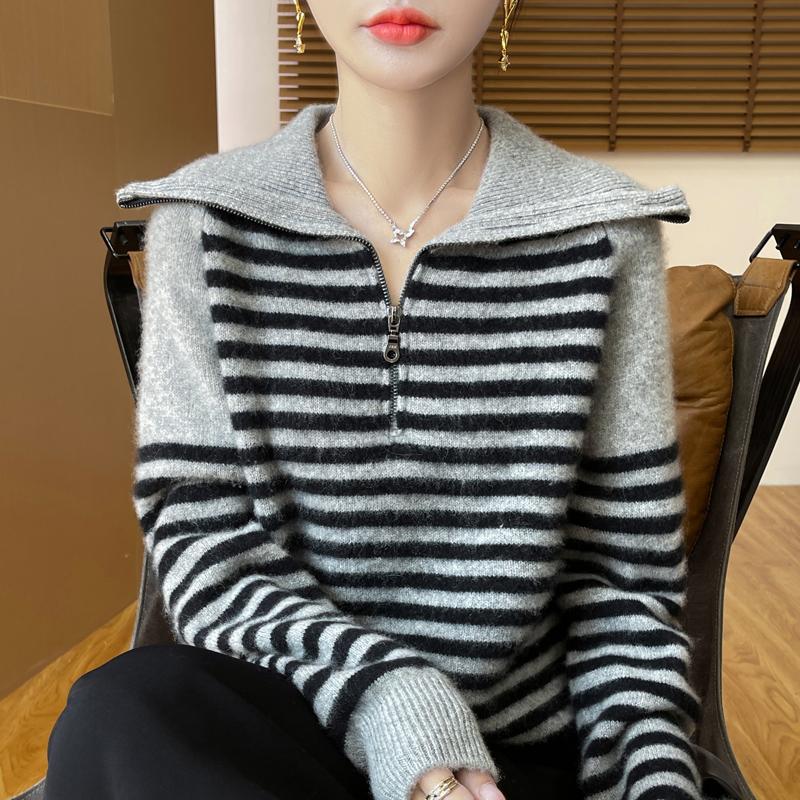 Dámský kašmírový svetr Qinghe kašmír 30% kašmír 70% vlna Dámský podzimní a zimní kašmírový svetr měkký a teplý