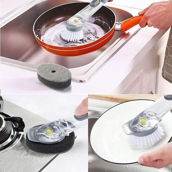 @ Kitchen Usable Long Handle Sponge with White Wok Brush W095 Zr-2445-60%Off