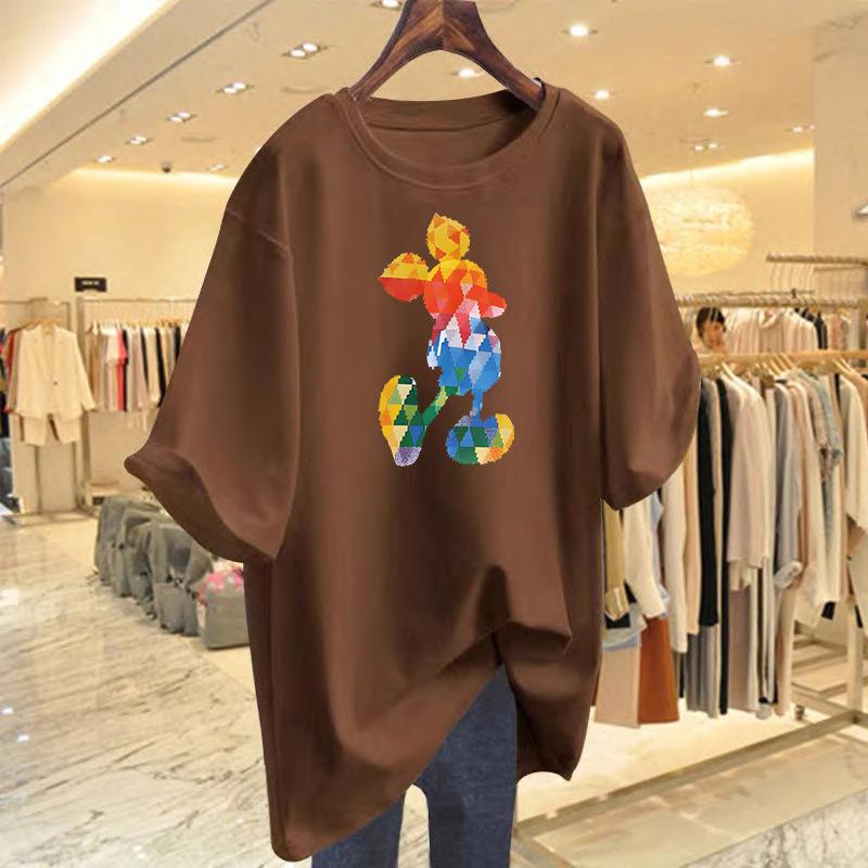 

New cotton short-sleeved T-shirt women s summer 2025 new versatile half-sleeved loose five-quarter-sleeved top bottoming shirt women s XXXL