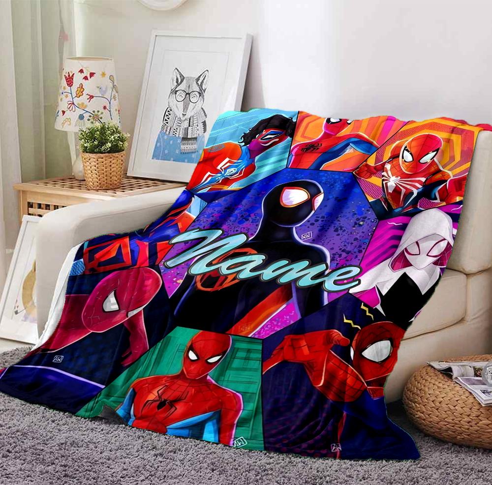 Custom Name Spider-Man Suit Flannel Blanket Throw Blanket Soft Warm Sofa Bed Decor Unique Gift