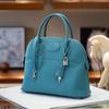 Bao Yanqiu 31cm Cowhide Five-Gold Head Layer Cowhide Large Tote Bag Half-Handmade Ntogo Real Leather Handbag Single Leather Bag For Women