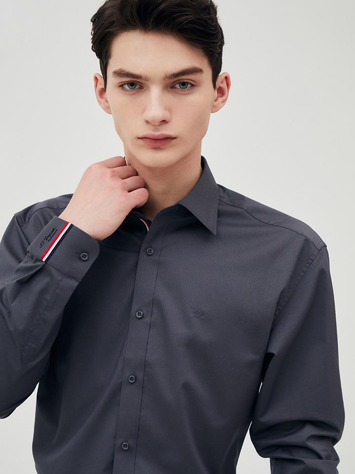 S.T. DUPONT CLASSICS Hidden Tricolore 952 Comfortable Shirt Dark Grey Se5Sm22Ls952Sdy