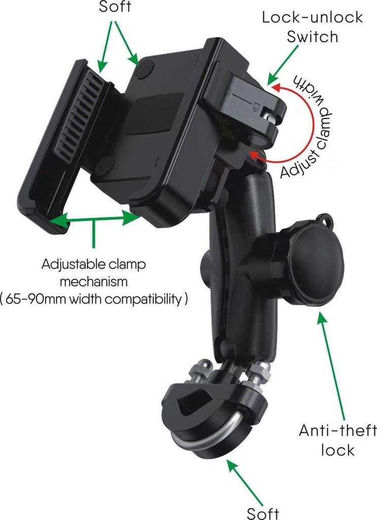Aluminum Alloy Universal Mount Waterproof Anti-Shock Vibration Dampers Motorcycle Phone Holder for Bike Scooter ATV