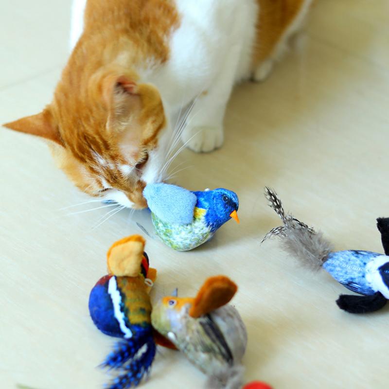 Zwitschernder Vogel Katzenspielzeug Feder Katzenspielzeug Interaktives Katzenspielzeug Realistisches Vogelgeräusch Katzenspielzeug Plüsch Katzenspielzeug Automatisches Katze Vogel Spielzeug