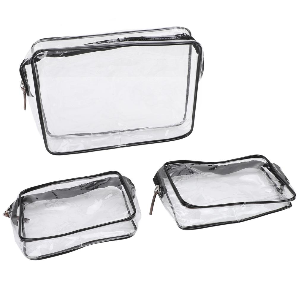 3Pcs Clear Insert Bag Transparent Makeup Toiletry Brush Zipper Insert Inner Bag Divider Storage Orga