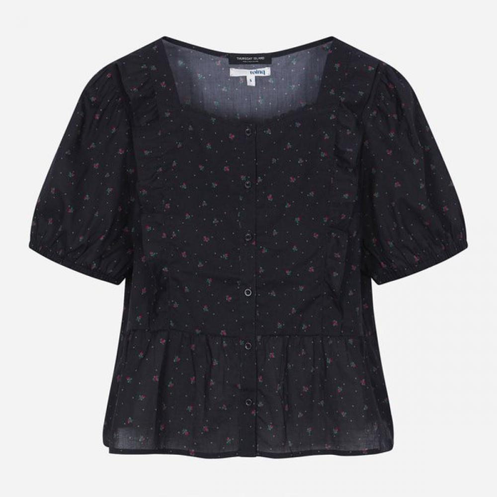 Thursday Island Women Flower Square Neck Peplum Blouse T264mbl944w black (BK)/S