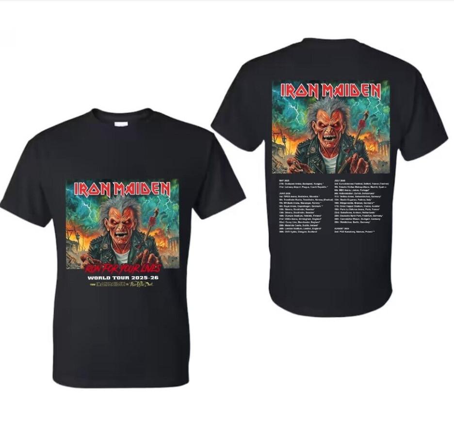 Iron Maiden 2025-26 Tour T-Shirt – Run For Your Lives Tour with Tour Dates