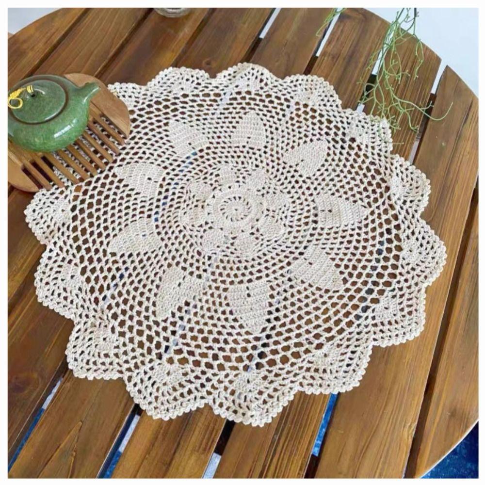 Neue runde Häkeldeckchen Häkelbaumwolle 35/40CM Baumwoll-Deckchen Tischsets