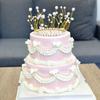 Doppelschichtiges Simuliertes Geburtstagskuchenmodell Dekoration Fälschung Obstkuchen Muster Schmuckstücke Bankett Party Auslage Fotografie Requisiten