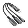 Dual Type-C Port Type-C Audio Adapter 3 In 1 Type-C Splitter Dongle  for Laptop Phone Tablet