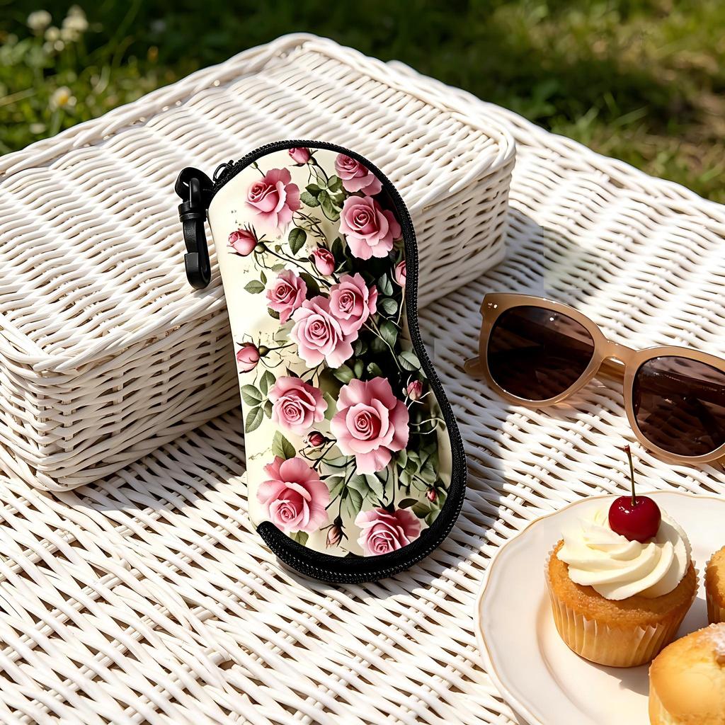 Rose Glasses Case Charming Glasses Pouch Eyewear Storage Box Lightweight Glasses Sleeve For Backpack Pocket Daily Use