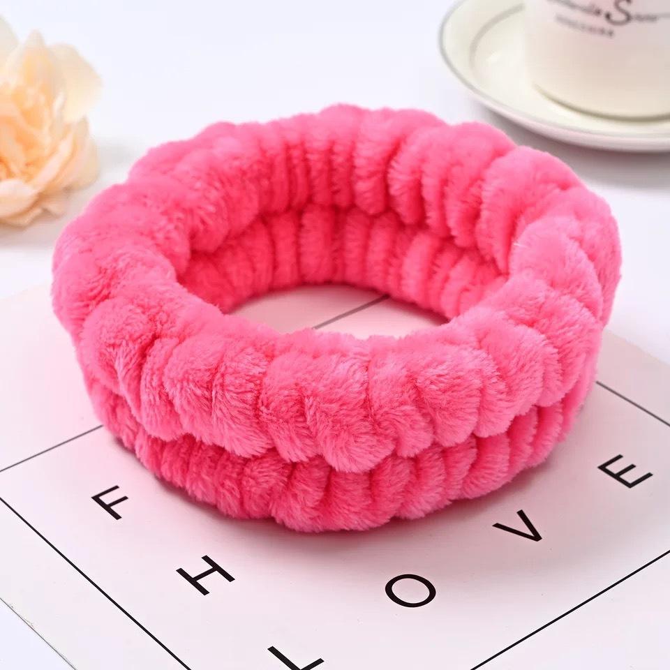 Women's Flannel Spa Headband & Wristband Set, Absorbent Wrist Bands for Face Wash
