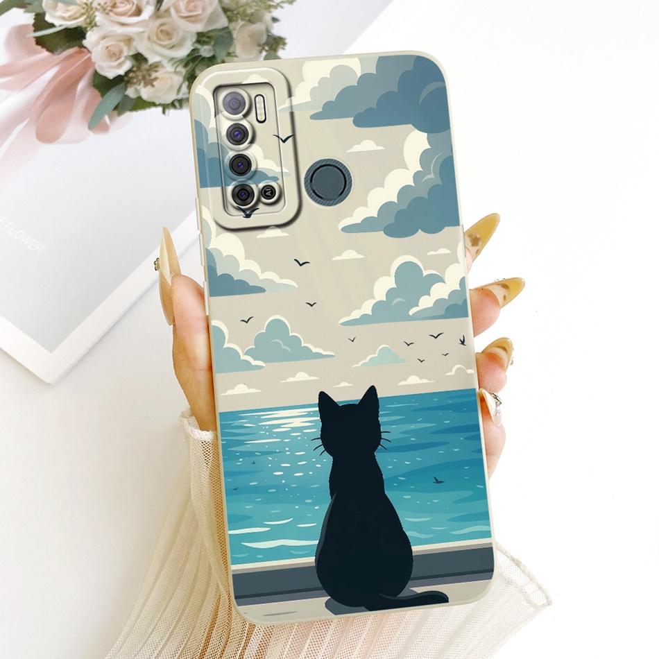 

For Tecno Spark Power 2 LC8 Cute Cat Flower Cartoon Phone Case For Tecno Spark Power2 Shockproof Soft Silicone Bumpers Tecno Spark Power 2