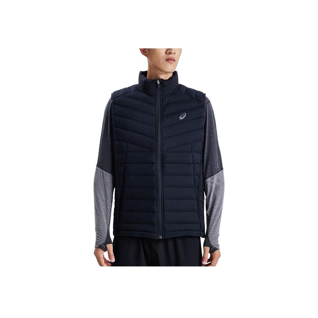 Asics Gilet chaud en duvet uni décontracté de sport d'extérieur zippé à col montant pour homme Noir 2031E441-001