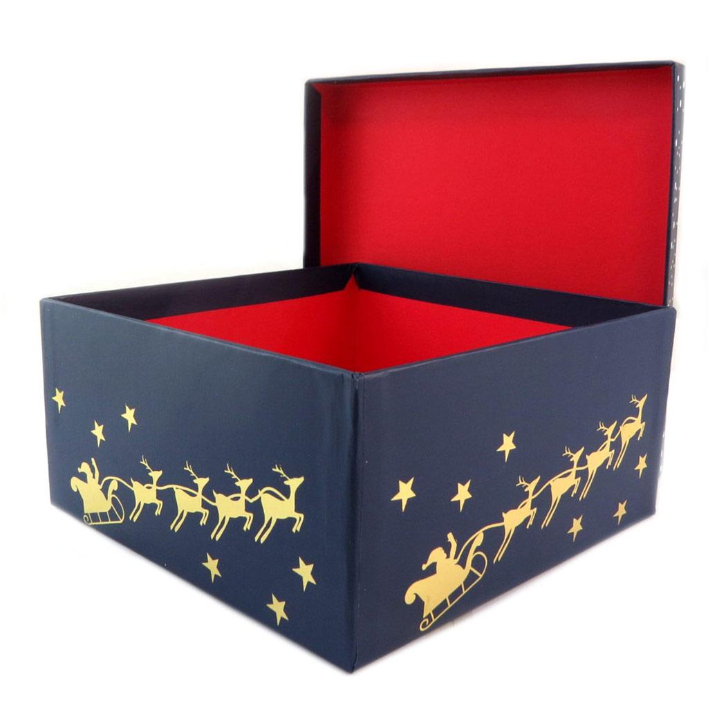 Les Trésors De Lily [P5718] - Set of 3 Nesting Boxes 'Christmas In Paris' Red Blue Black - 18.5x9 Cm