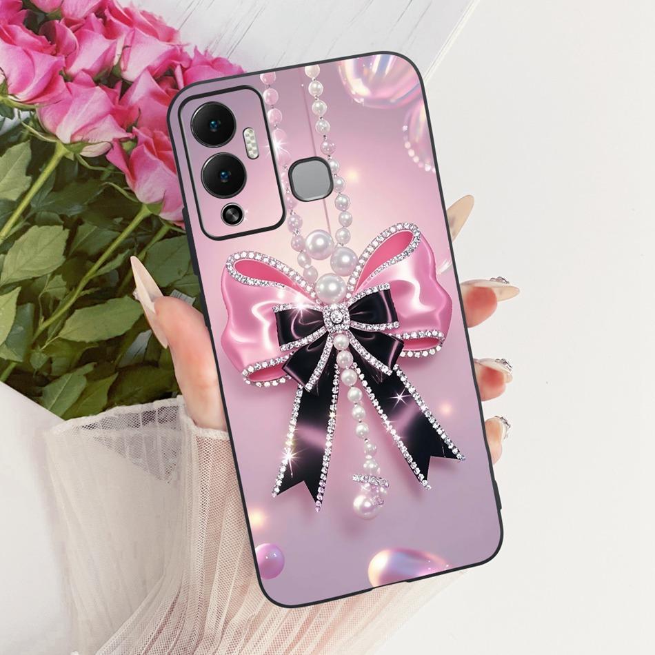 For Infinix Hot 12 Play 12i Cute Flower Butterfly Cat Painted Case For Infinix Hot12i 12Play Black Silicone Soft Phone Cases