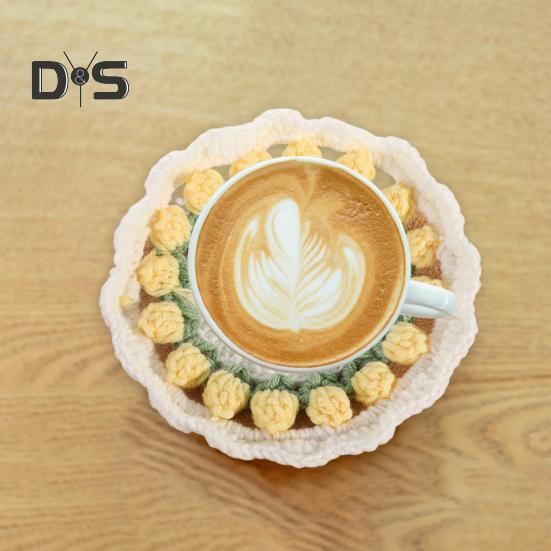 Descanso de Copo Tulipa de Crochê Feito à Mão Almofadas de Flores para Xícaras de Café Chá Multiuso Decoração de Casa Bar e Presente Criativo para Chá de Casa Novos Aniversários