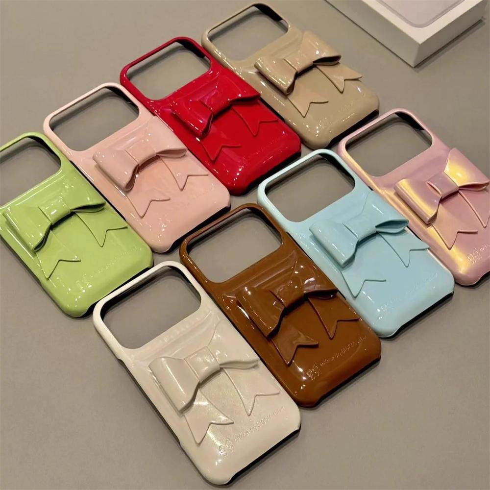 For iPhone 17 Pro Max INS Creative Glossy Soap Bow Phone Case For iPhone 16 15 13 14 12 Pro Max Candy Color Shockproof Cover