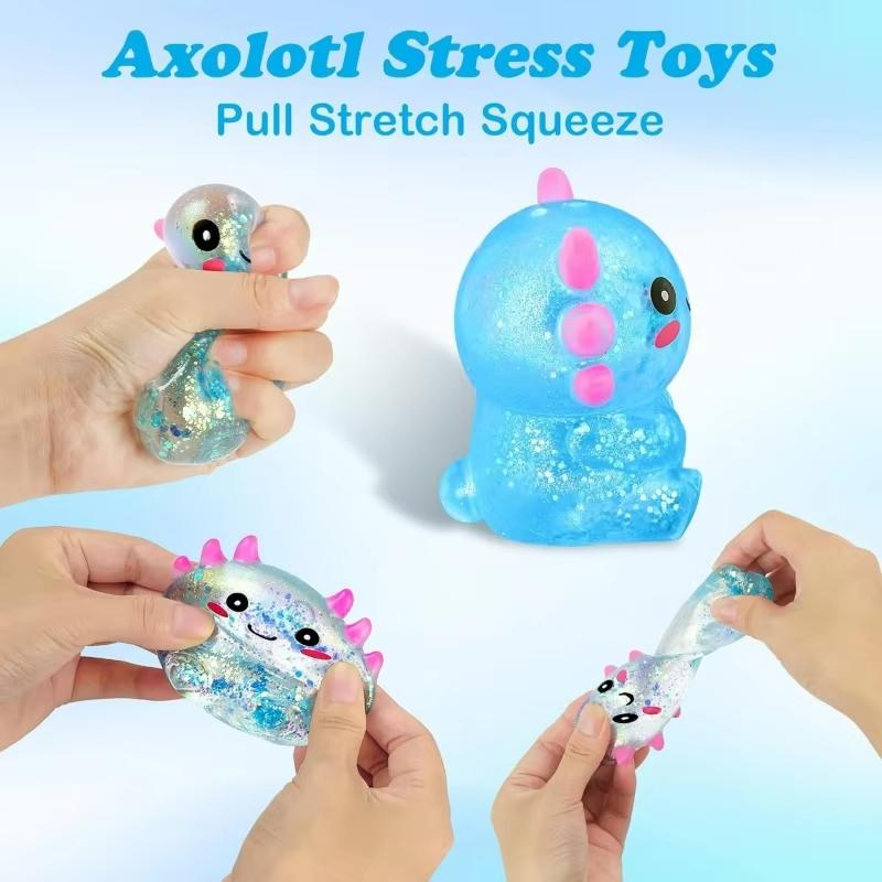 Axolotl Stress Balls Squishy Sensory Fidget Toys Cute Animal Squeeze Malt Sugar Ball Stress Relief for Birthday Gift