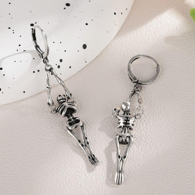 Copper Earring For Women Skeleton Skull Dangle Vintage Hip Hop Trend Jewelry Halloween Gift Dropshipping