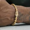 Pulseira Torcida Brilhante de Aço Inoxidável Vintage com Fecho de Cubo Integrado e Borla, Pulseira de Corda Estilo Hip-Hop/Rap, Adequada para Uso Diário,