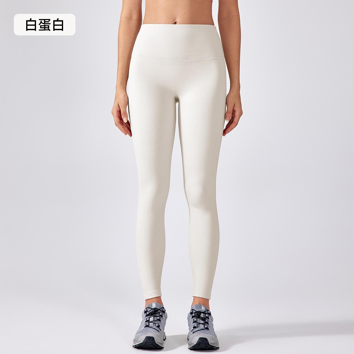 

Осенне-зимние бархатные брюки для йоги женские с высокой талией, с эффектом подтяжки бедер, велосипедные фитнес-брюки телесного цвета, облегающие спортивные брюки длиной 9/10 4 (90-50 kg)