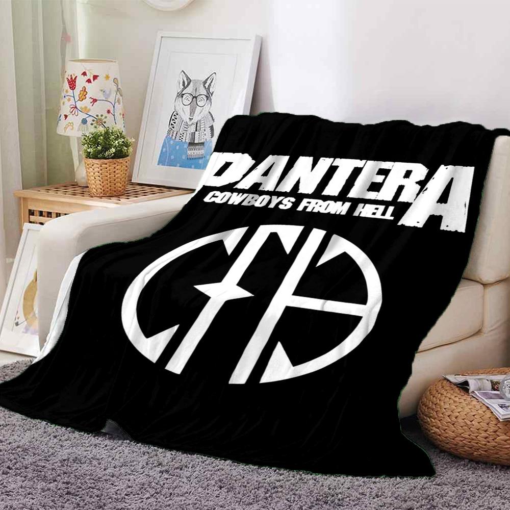 Pantera Cowboys From Hell Band Logo Graphic Print Flannel Blanket Black Background Heavy Metal Rock Soft Throw Blanket Music Fan Home Decor