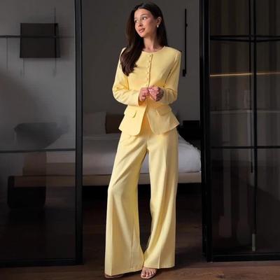 Women's Autumn 2025 Casual Blazer and Trousers Set for Workplace
