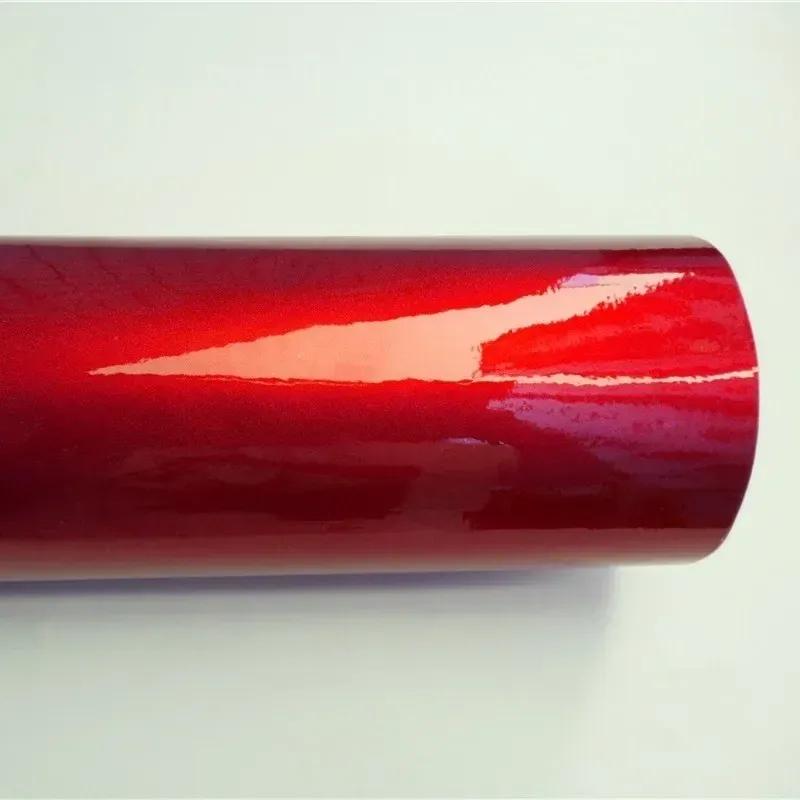 Ultra lesklá červená metalická fólie na polepy aut Wrap fólie Samolepka na auto Decal Pro Motor Počítač Nábytek Grafika na auto