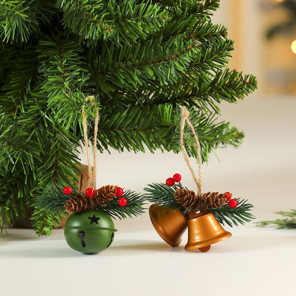 Cross-Border Christmas Bell & Pine Cone Hanging Ornament with Red Berry for Christmas Tree
