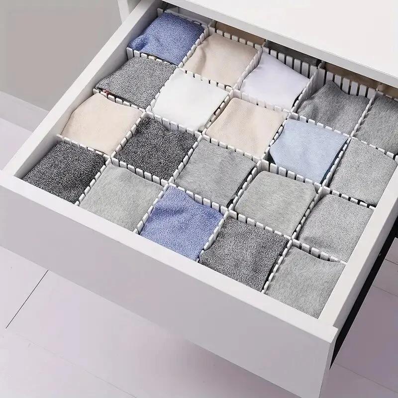 8/12 Pieces Adjustable Drawer Divider Partition Durable Storage Cosmetic Socks Underwear Drawer Clothes Organizer Cabinets
