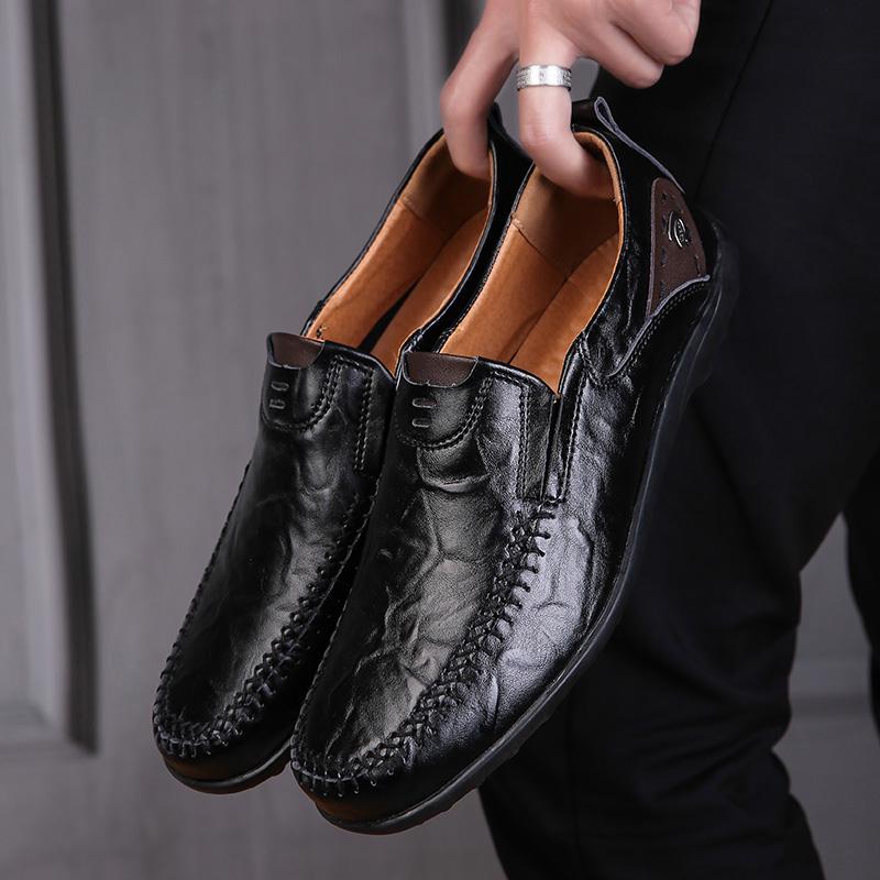 

Повседневная обувь ручной работы. Мужские мокасины. Удобные кожаные туфли на плоской подошве. Мягкие кожаные лоферы38-47. 38 чёрный