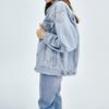 MLB Basic Logo Vintage Denim Loose Jacket Unisex jackets Blue 31JPN2011-50U