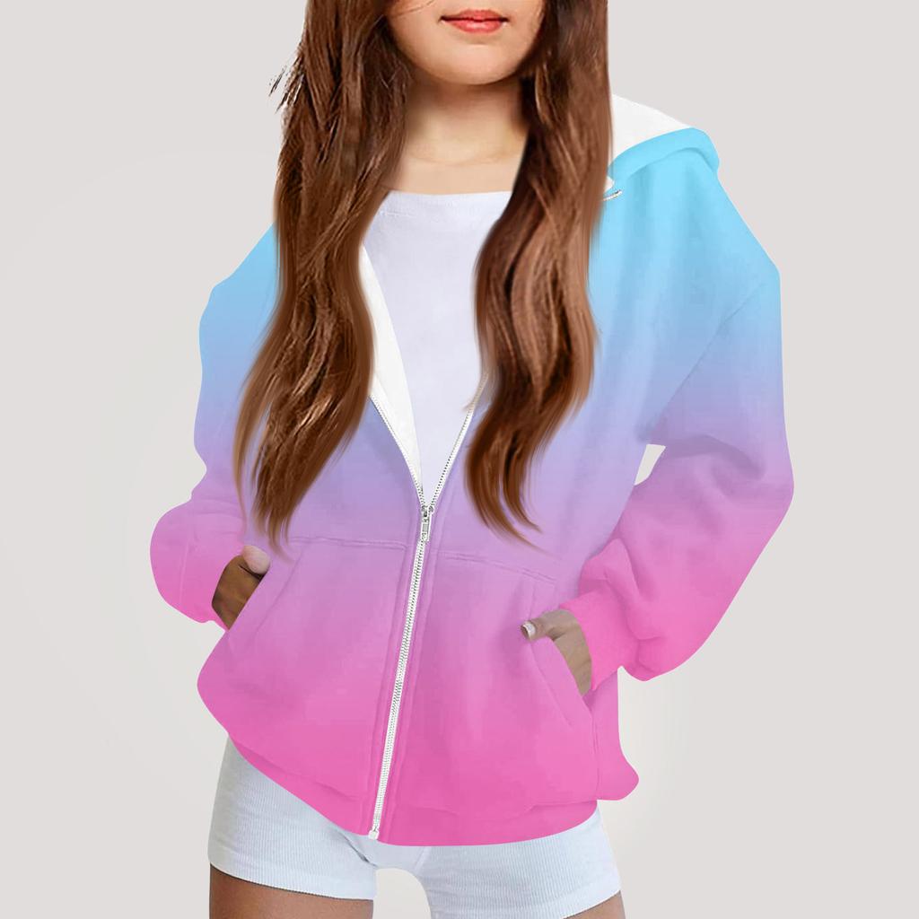 Children's Fashion Printed Long Sleeved Hooded Sweatshirt Girls' Hoodie Jacket