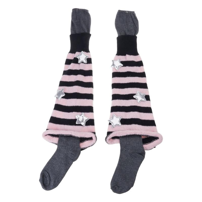 Polainas Punk para Mulheres Fofas Estrela Tricotadas Flare Longas para Botas com Meias Acima do Joelho Conjunto Roupa de Inverno Outono
