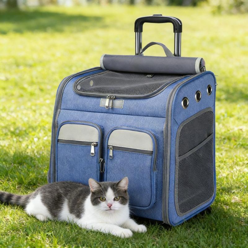 Large Capacity Pet Trolley Case Cat Backpacks Pet Carrier for Cats Handbag Foldable Pet Bag Bags Breathable Cat Carriers Bags